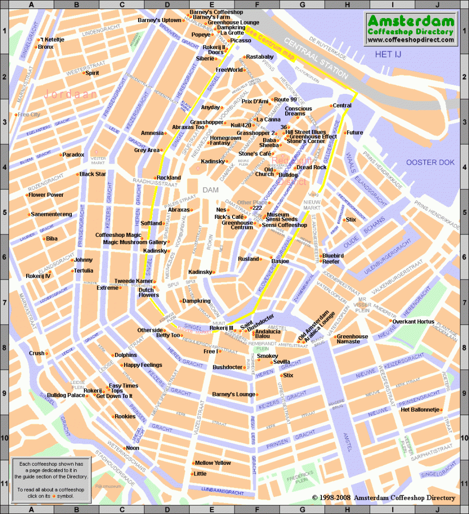 Mapa de los coffeeshops de amsterdam